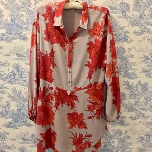 Free People Red/Gray Mini Dress Tunic XS